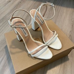 Steve madden candid white leather block heels
